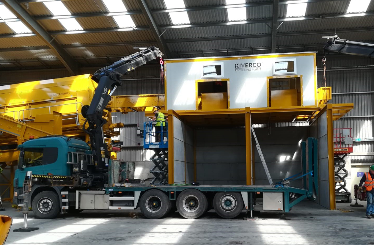 HIAB lorry lifting haulage materials